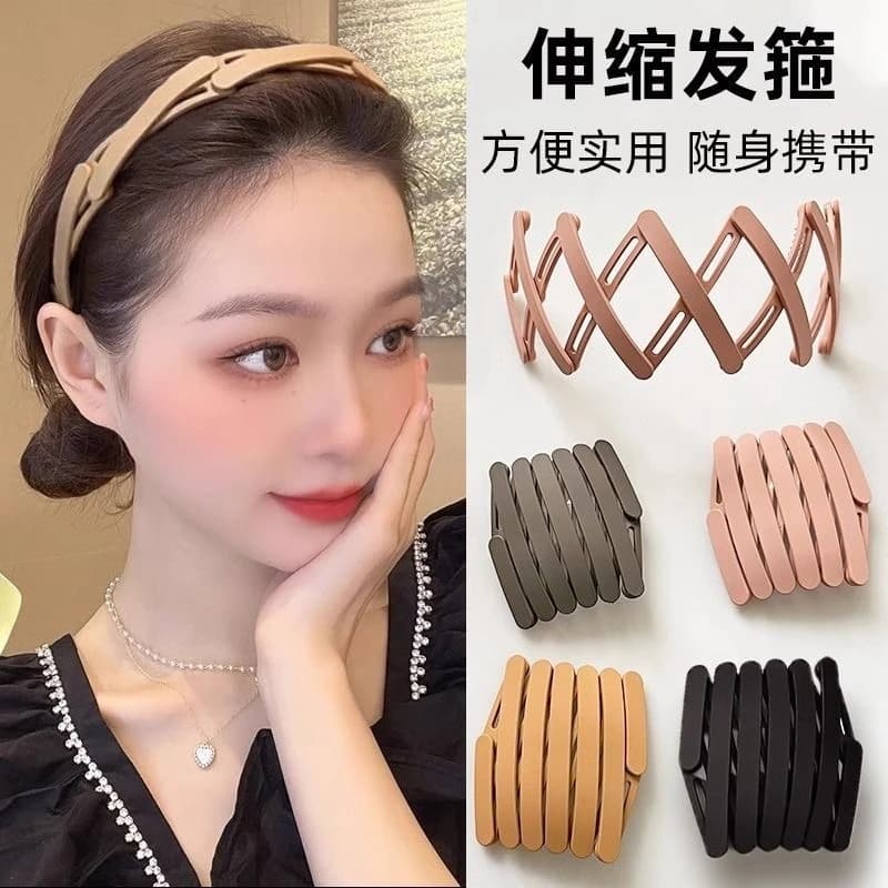 2025 New Foldable Hair Hoop for Women, Portable Wash-Friendly Adjustable Headband, Travel Anti-Slip Hair Tie for Flyaways