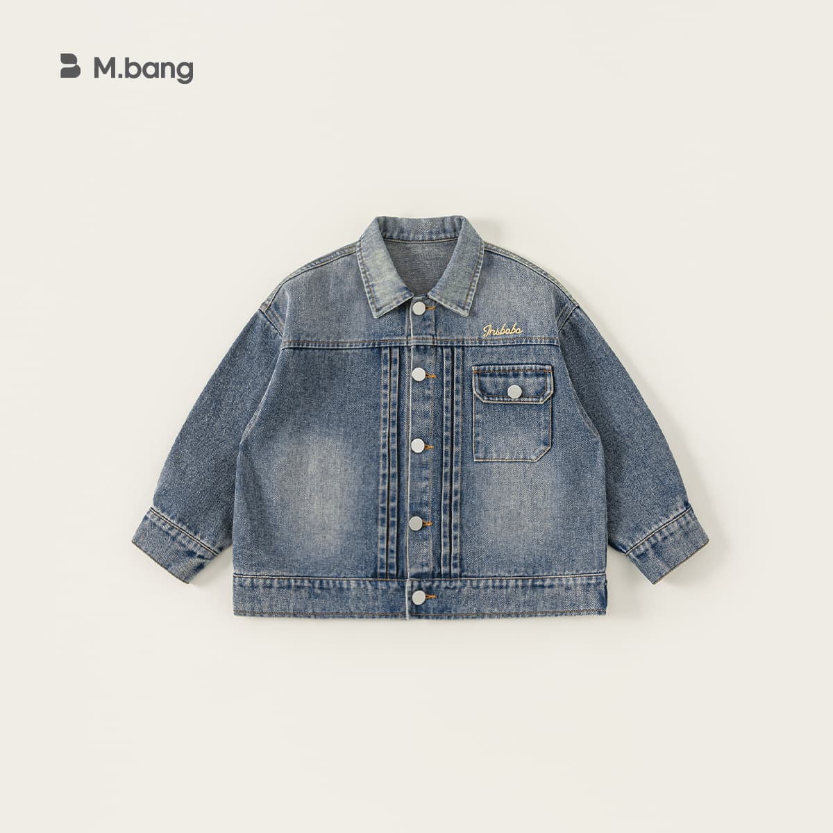 Bangxuan Boys Jacket Trendy Denim Coat for Big Kids Spring Autumn New Turn-down Collar Simple Children Top Huzhou