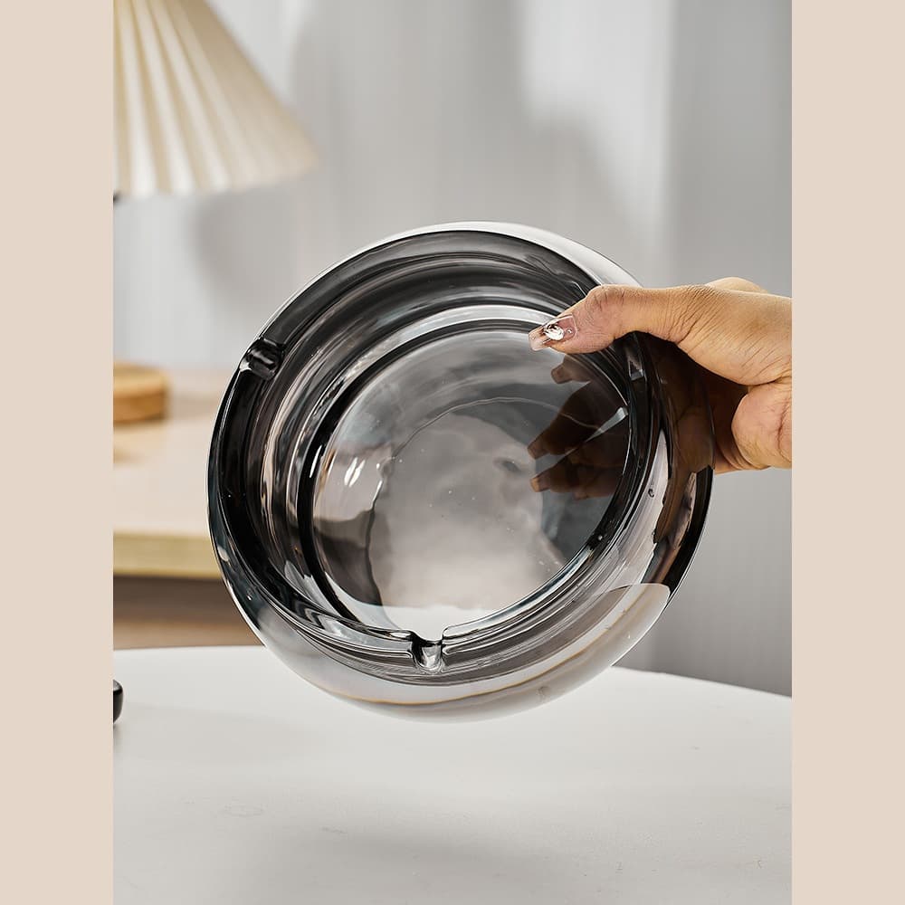 Crystal Glass Ashtray for Home Living Room, Cigar Tray, Personalized Trendy Office Ashtray Gift