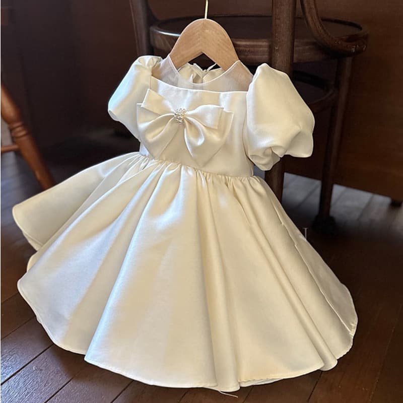 Korean-style Satin Princess Dress Tutu Skirt for Baby Girls Birthday Party Gown Photo Shoot Little Princess