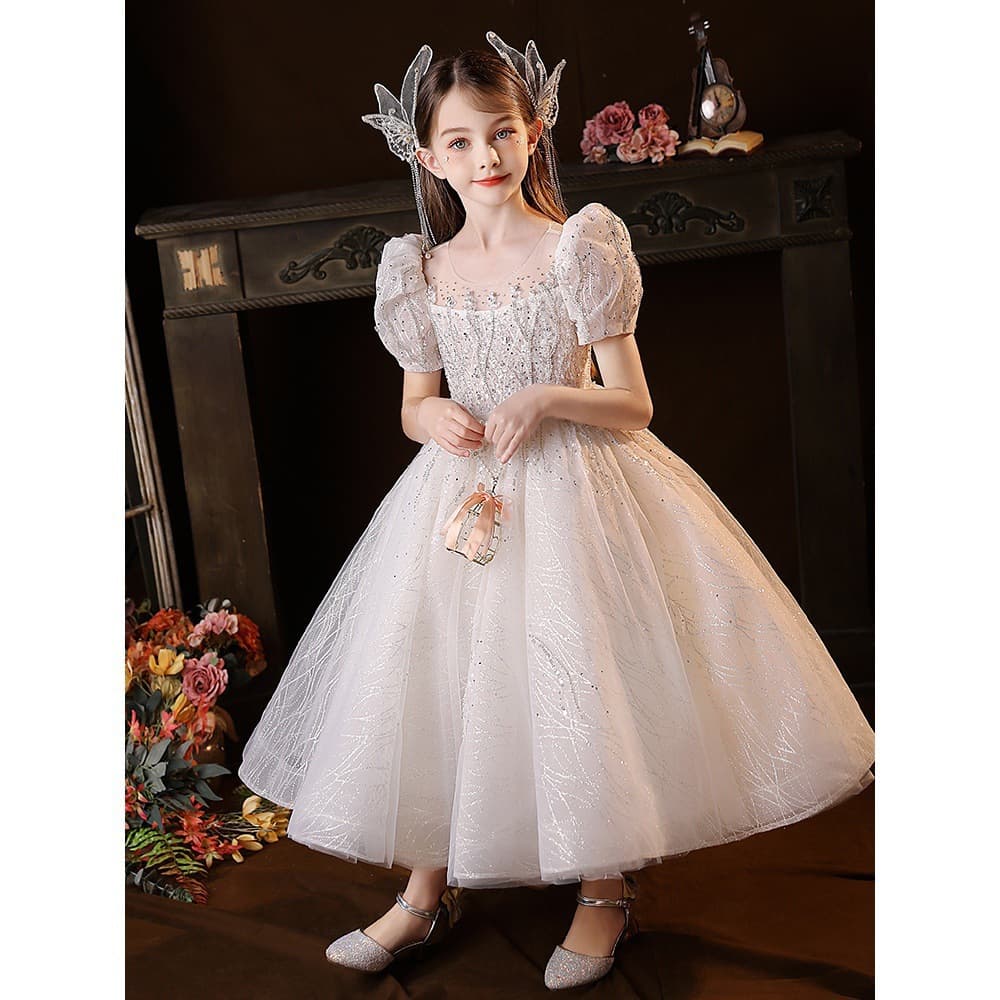 Children's Princess Dress Tutu Tulle Girl Birthday French Flower Girl Wedding Host Runway Piano Performance Costume