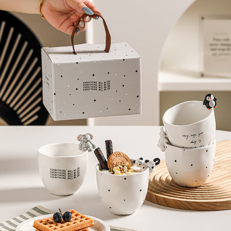 Creative Cartoon Small Animal Hand-Held Ceramic Coffee Mug Ins Cute Couple Breakfast Milk Cup Water Cup Gift Box