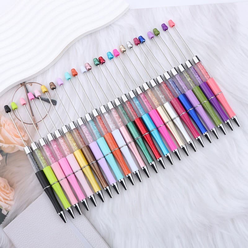 New DIY Hollow Crystal Bead Pen Creative Dried Flower Crushed Diamond Ballpoint Pen Educational Student Gift Pen