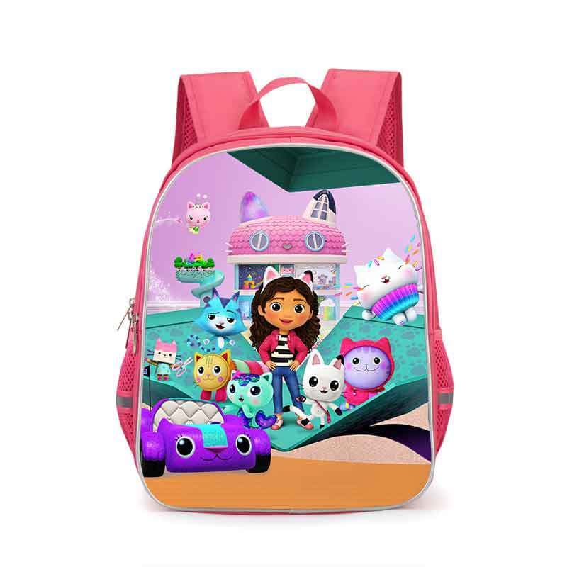 Gabby's Dollhouse Kids Backpack for Girls Cartoon Pink School Bag Elementary Student Shoulder Bag Gabby Children's Bag