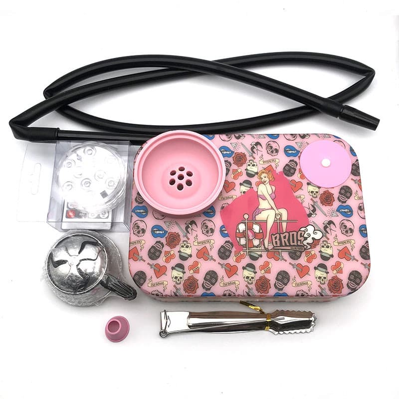 Factory Wholesale Arabic Hookah Shisha Base, Small Book Hookah, Acrylic Set Small Square Box Hookah