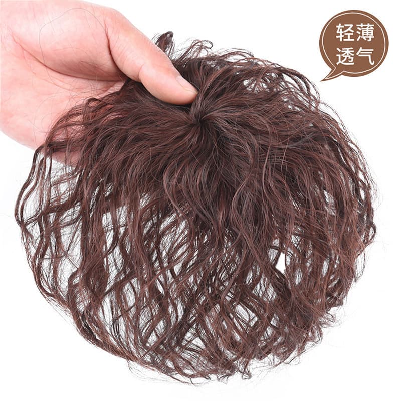 Women's Hair Topper for Gray Coverage, Corn Row Permed Curly Volume Boost, One-Piece Top Hairpiece, Fluffy Natural Look