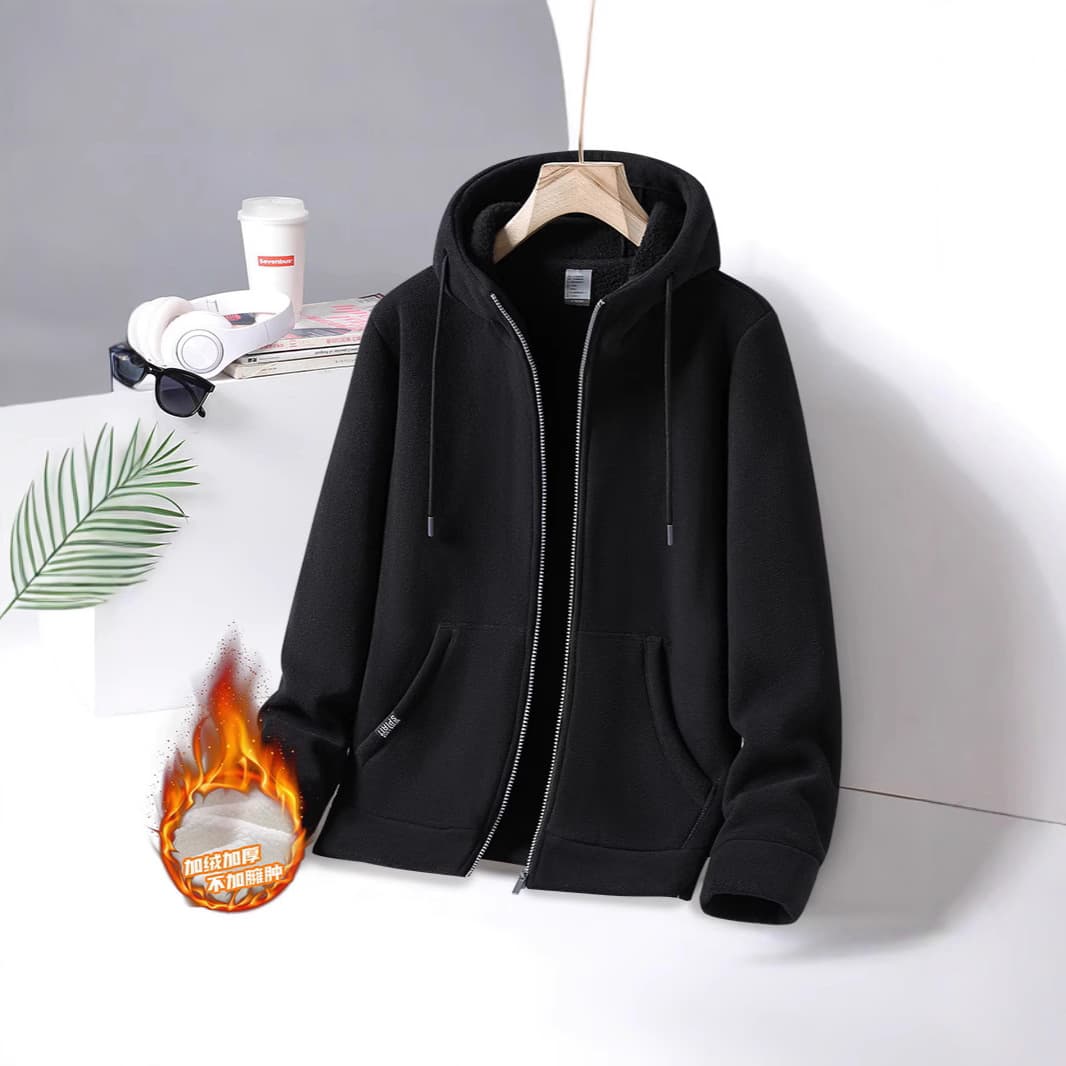 Autumn Winter warm fleece lined jacket couples zip-up running training sport export cross-border exclusive jacket