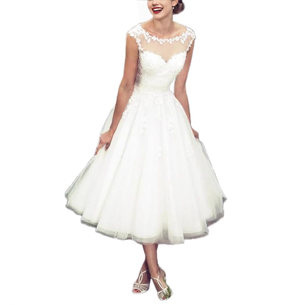 Wedding Dresses 2025 Summer New Solid Color Elegant Fashion Dress Lace Simple Mid-Length Sleeveless Wedding Dress