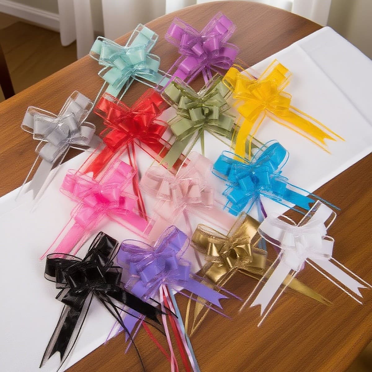 Cross-border Amazon 50# Large Matte Butterfly Hand-Pulled Decoration Christmas Gift Wrapping Streamer Ribbon Manufacturer Wholesale
