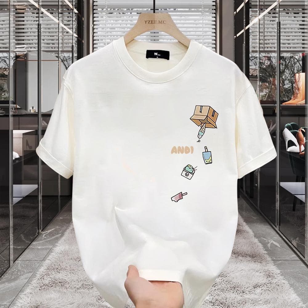 Cross-border European and American trendy t-shirt for men, high street loose fit ins short sleeve t-shirt, 10 trendy brand 20 men's short sleeve t-shirt
