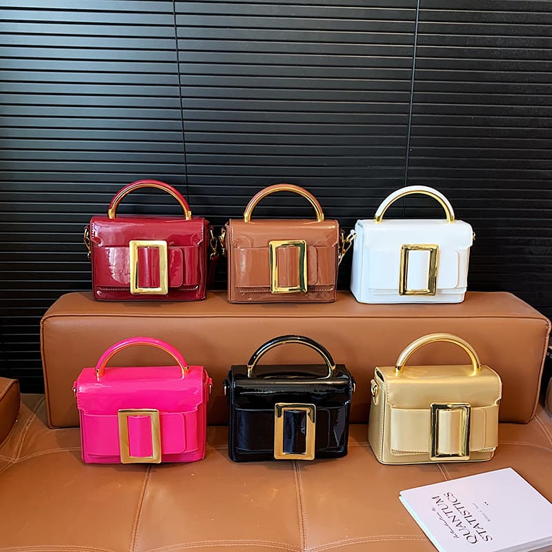 Ladies Handbag Crossbody Small Bag 2026 New Fashion Shiny Handle Shoulder Crossbody Square Bag