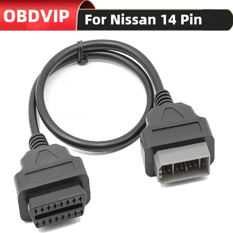 OBD2 Extension Adapter Cable for Nissan 14-Pin to 16-Pin, Nissan 14Pin OBD Cable