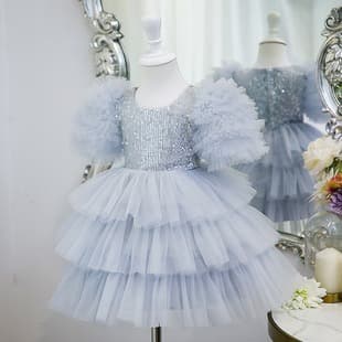 Banquet Light Luxury Girls Dress Children Flower Girl Baby Wedding Gown Host Piano Performance Birthday Princess Dress