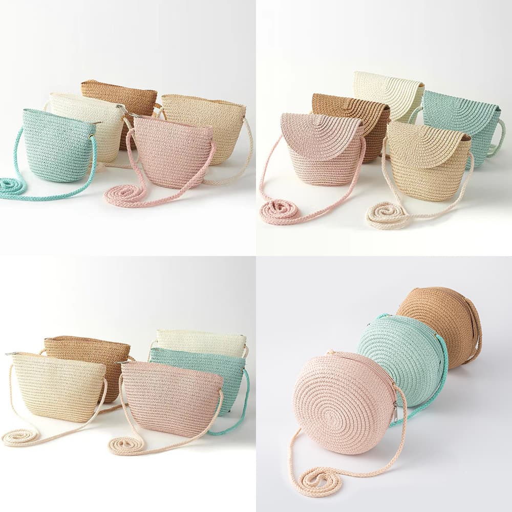 Kids Bag Girl Cute Straw Bag Little Girl Crossbody Baby Cute Coin Purse Hat Set Summer Seaside