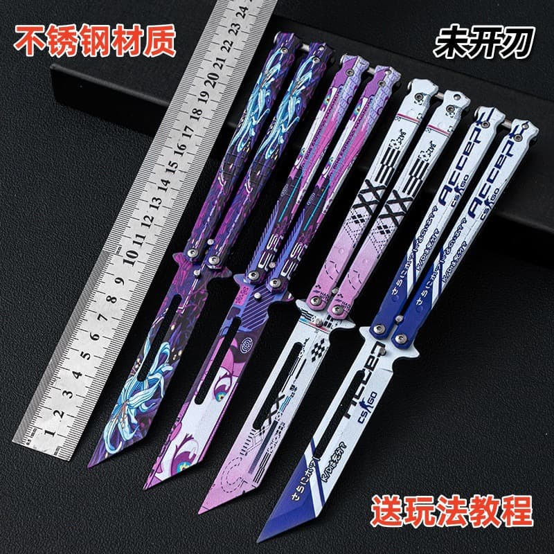 Butterfly Knife Zhuifeng CSGO Game Same Style Folding Practice Knife Unsharpened Factory Wholesale