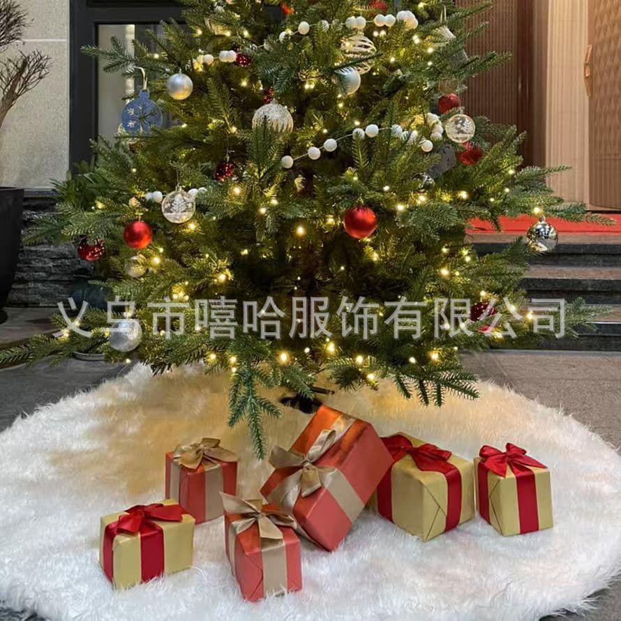 Amazon Hot Seller White Plush Christmas Tree Skirt Tree Bottom Apron Christmas Holiday Decoration