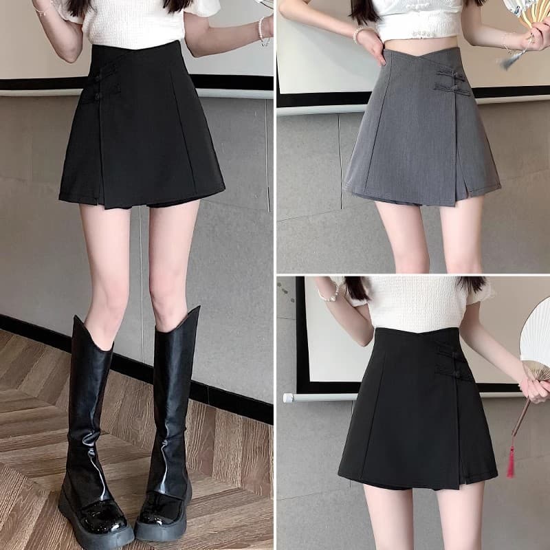 Chinese-style Irregular Split Skirt Shorts for Women 2026 New Spring High-Waist Bodycon A-Line Skirt Summer