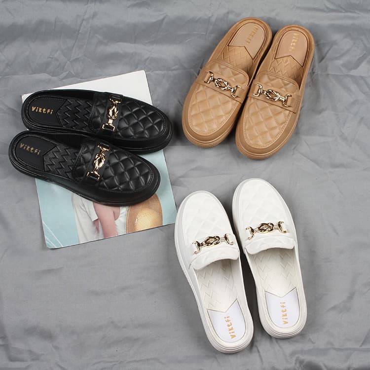 Charm Shark New Summer Fashion Closed-Toe Half Slippers Casual Plastic Solid Color Outdoor Round-Toe Women's Sandals