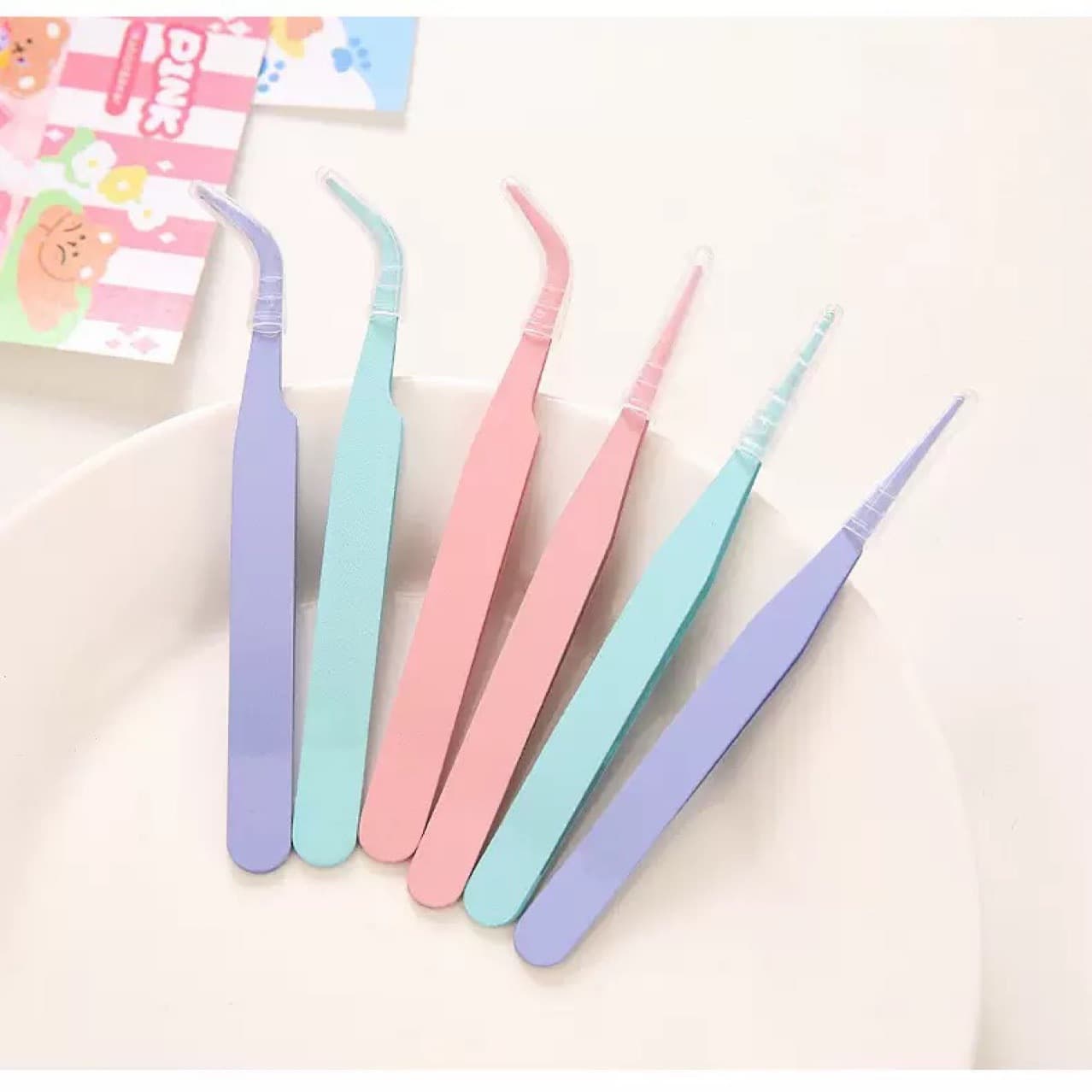 DIY colorful pointed elbow clip macaron guka eyelashes handmade hand account tweezers stainless steel tweezers