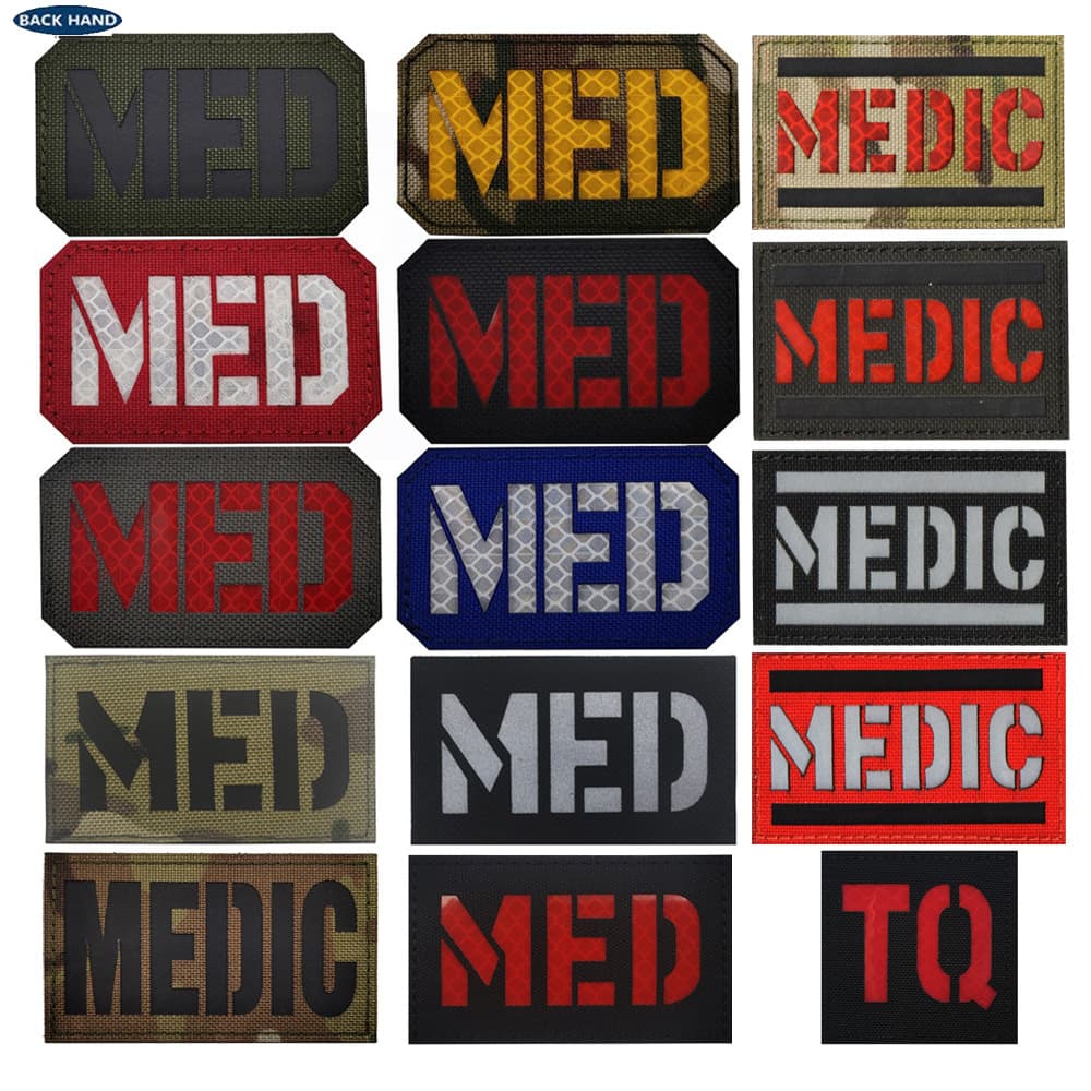Haike Outdoor MED Rescue Bag Patch MEDIC Reflective Laser IR Patch Reflective Hook and Loop Morale Badge