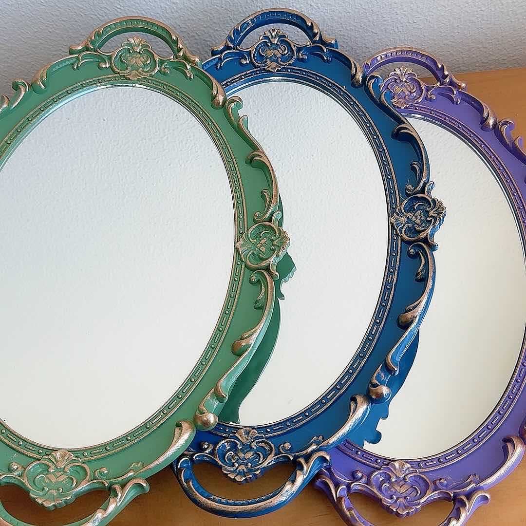 Vintage Distressed European Style Mirror Jewelry Organizer Vanity Tray Wedding Tray Photo Prop Decorative Accessory