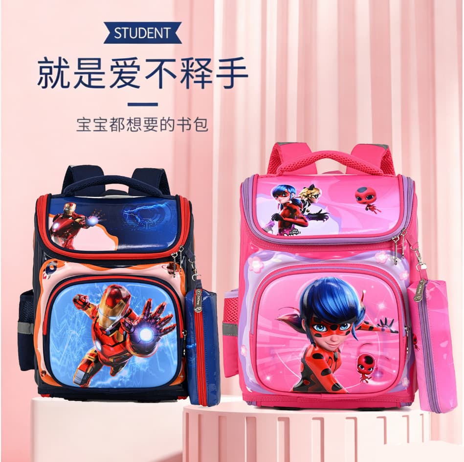 Cartoon School Bag Cross-Border Backpack Set for Primary School Students Children 3D Hard Shell Spider-Man Cartoon Bag