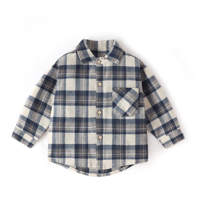 Children's brushed plaid shirt, casual cotton long-sleeved shirt for spring and autumn, suitable for boys and girls, collared undershirt.