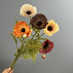 Papaver Artificial Flower Poppy High-End Realistic PU Home Decoration Flower Arrangement Floral Material Display Decoration Fake Flower