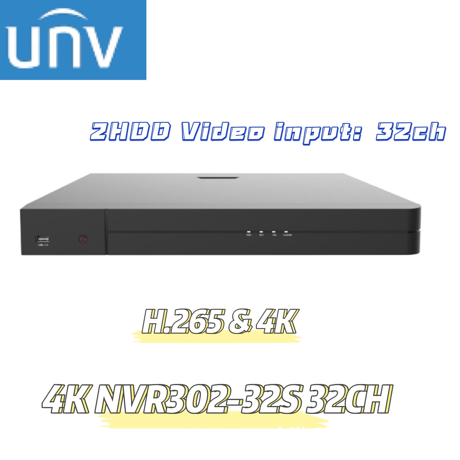 Uniview UNV NVR 4K 32CH H.265 4K 2HDD UNV 1HDD 8MP 112Mbps