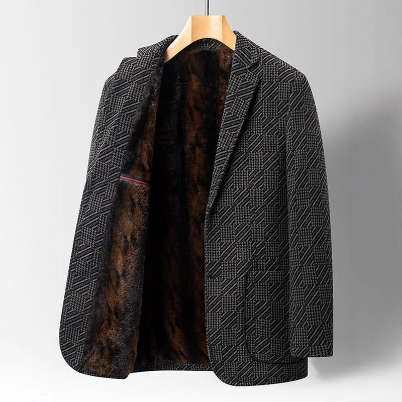 Men's Chenille Suit 2025 Autumn New Style Men's Clothing Middle-Aged Business Casual Fleece Lined Thickened Suit Jacket