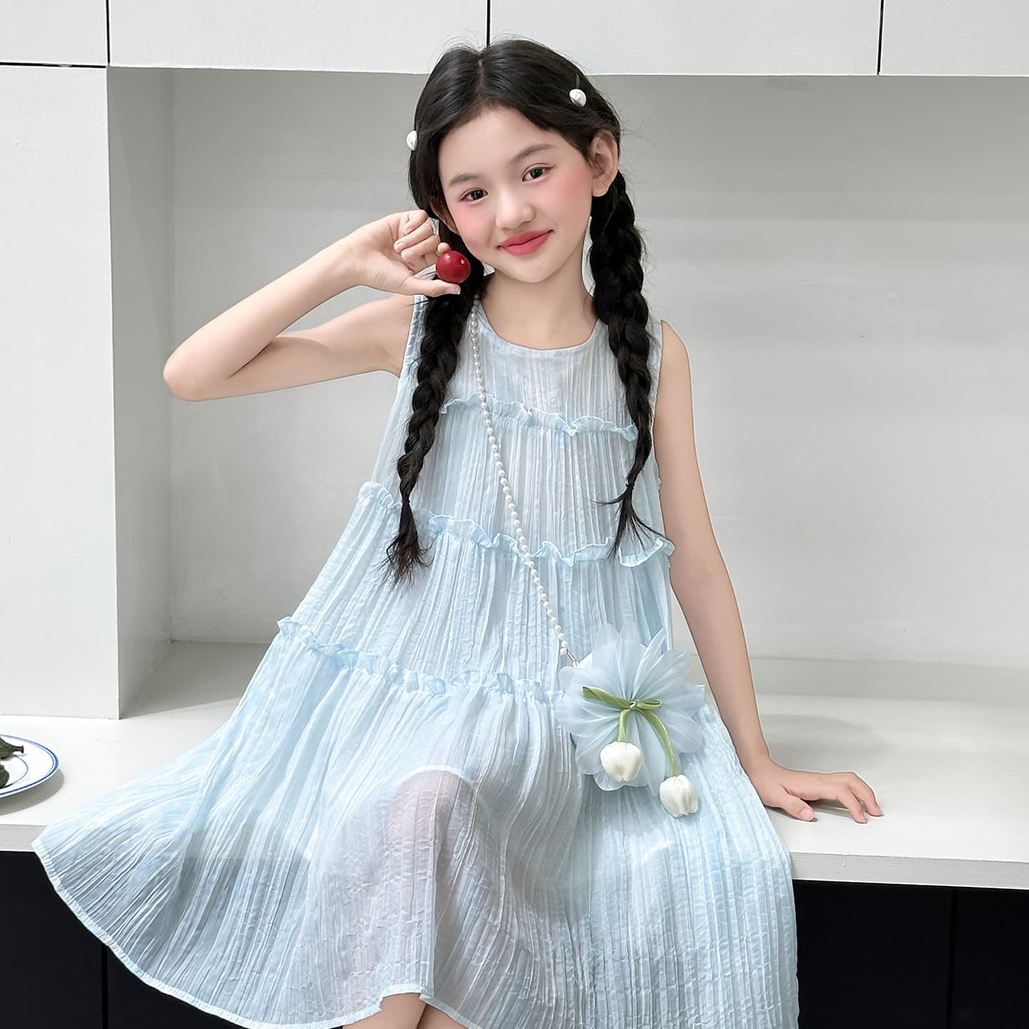 Girls Summer Dress 2026 New Style Fashionable Girls Dress Big Kids Suspender Dress Princess Dress Summer Clothing
