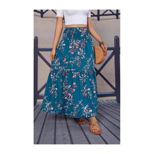 Cross-border trade European and American style floral print midi skirt, fashionable layered cake skirt, spring and summer high-waist slim fit versatile long skirt