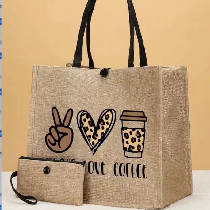 Linen Bag New Style Amazon Cross-Border European and American Fashion Printed Two-Piece Handbag