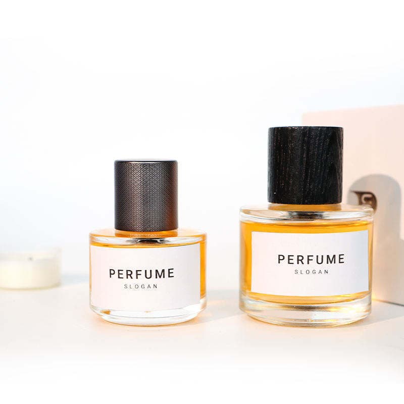 Luxury Cylinder Perfume Bottle 30ml 50ml 100ml Heavy Base Empty Glass Perfume Spray Bottle with Wooden Cap
