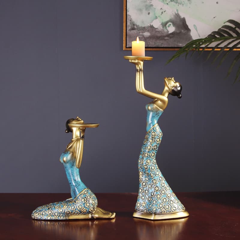 European Style Home Retro Candlelight Dinner Lamp Prop Nordic Romantic Candle Holder Ornament Light Luxury Beauty Candle Holder for Dining Table