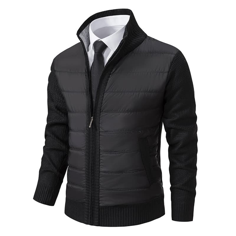Cross-border 2025 New Men's Cardigan Sweater Knitwear Jacket Zipper Stand Collar Fleece Lined Thick Wholesale for Autumn and Winter