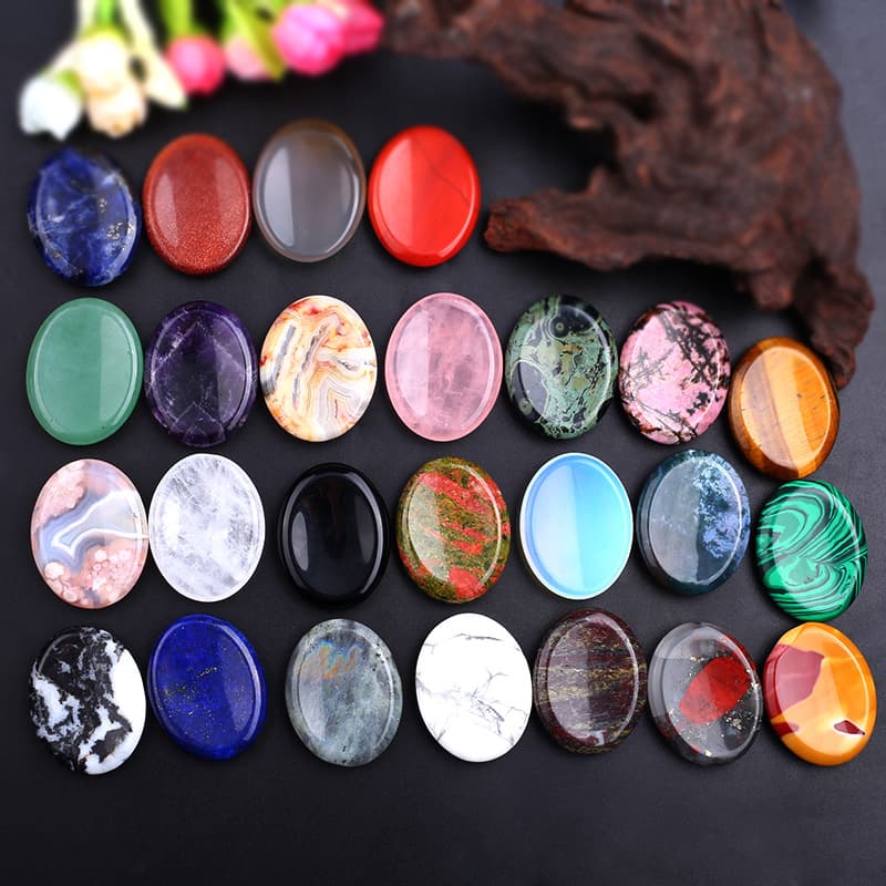 Natural Crystal Semi-Precious Stone Forget Worry Stone Therapy Meditation Palm Stone Cross-Border Massage Stone Stress Relief Stone Thumb Stone