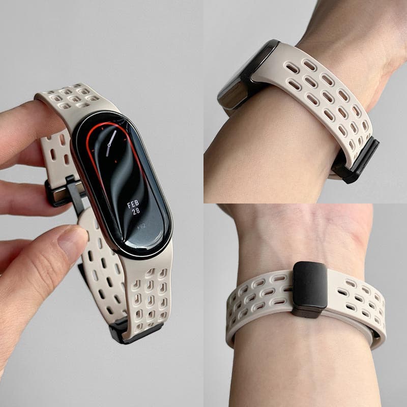 Suitable for Xiaomi Mi Band 10/9/8 NFC watch with magnetic folding buckle hole sports breathable wristband for boys and girls