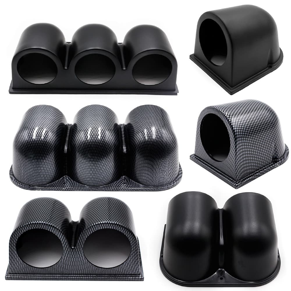 2-Inch 52MM Modified Gauge Black Carbon Fiber Gauge Pod, Single/Double/Triple Hole Gauge Holder, Car Gauge Bracket