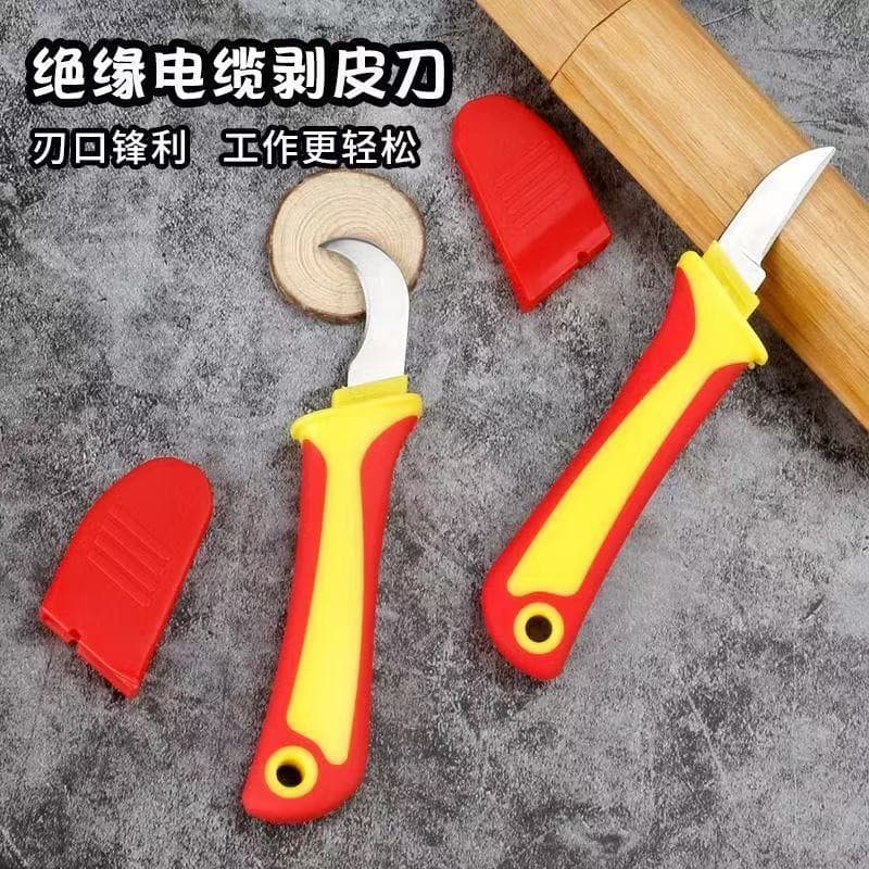Insulated Multi-Functional Electrician Knife with Flexible and Straight Blades Plastic Handle Cable Peeling Line Knife