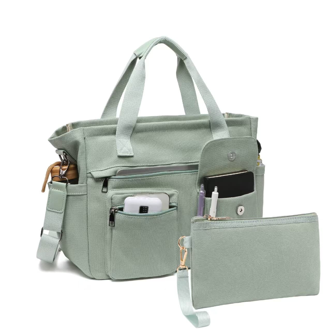 Cross-border Canvas Bag Large Capacity Casual Versatile Tote Bag Commuter Business Briefcase Shoulder Crossbody Bag for Women