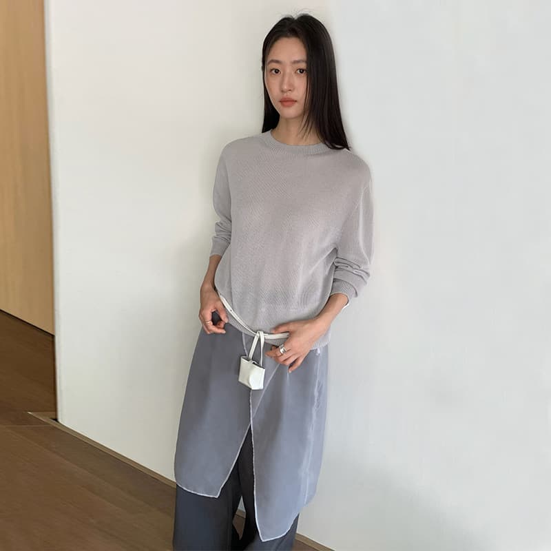TG simple and versatile solid color round neck pullover sweater for women 2025 autumn new loose long-sleeved top 25497