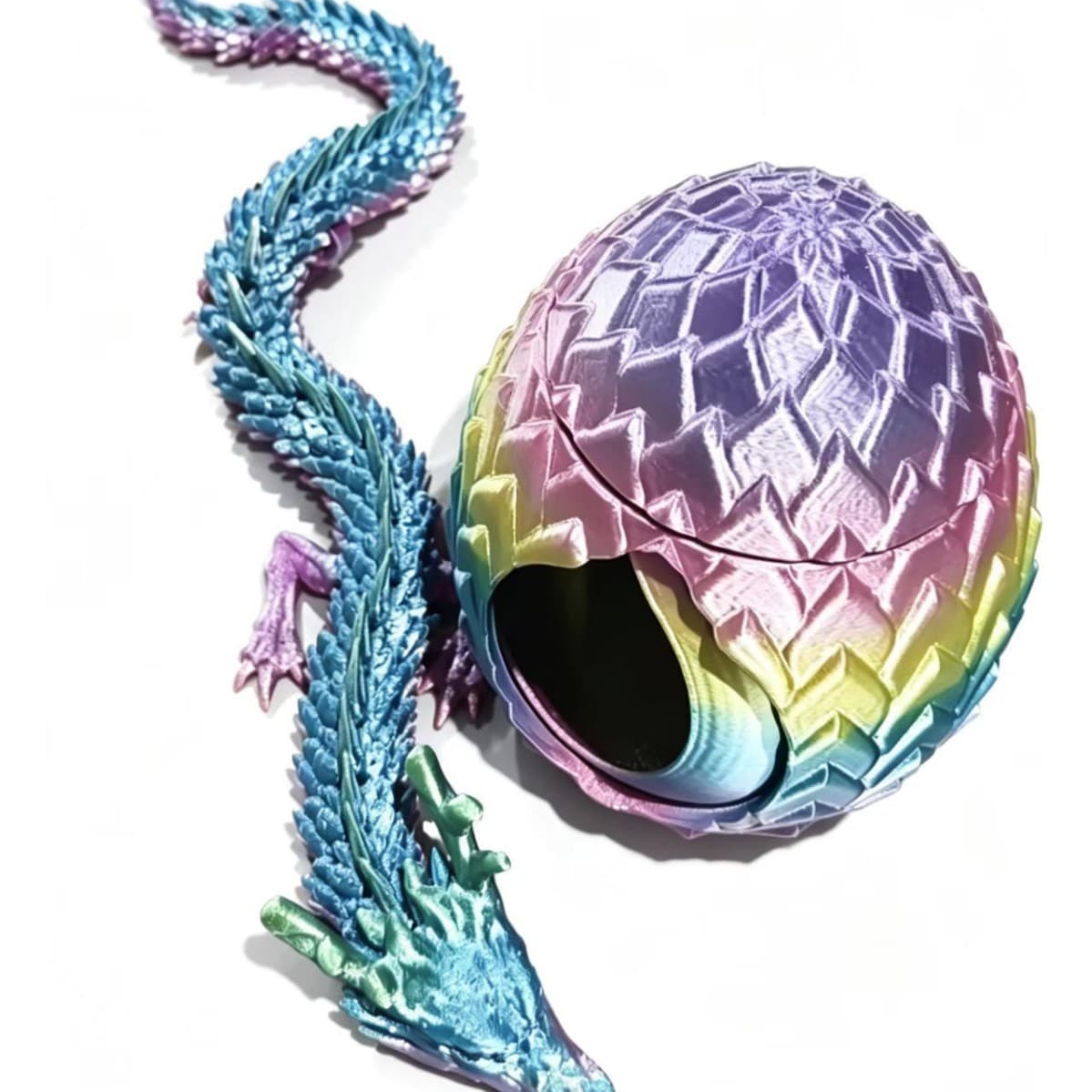 3D Printed Dragon Ornament Colorful Articulated Crystal Dragon Creative Christmas Easter Dragon Egg