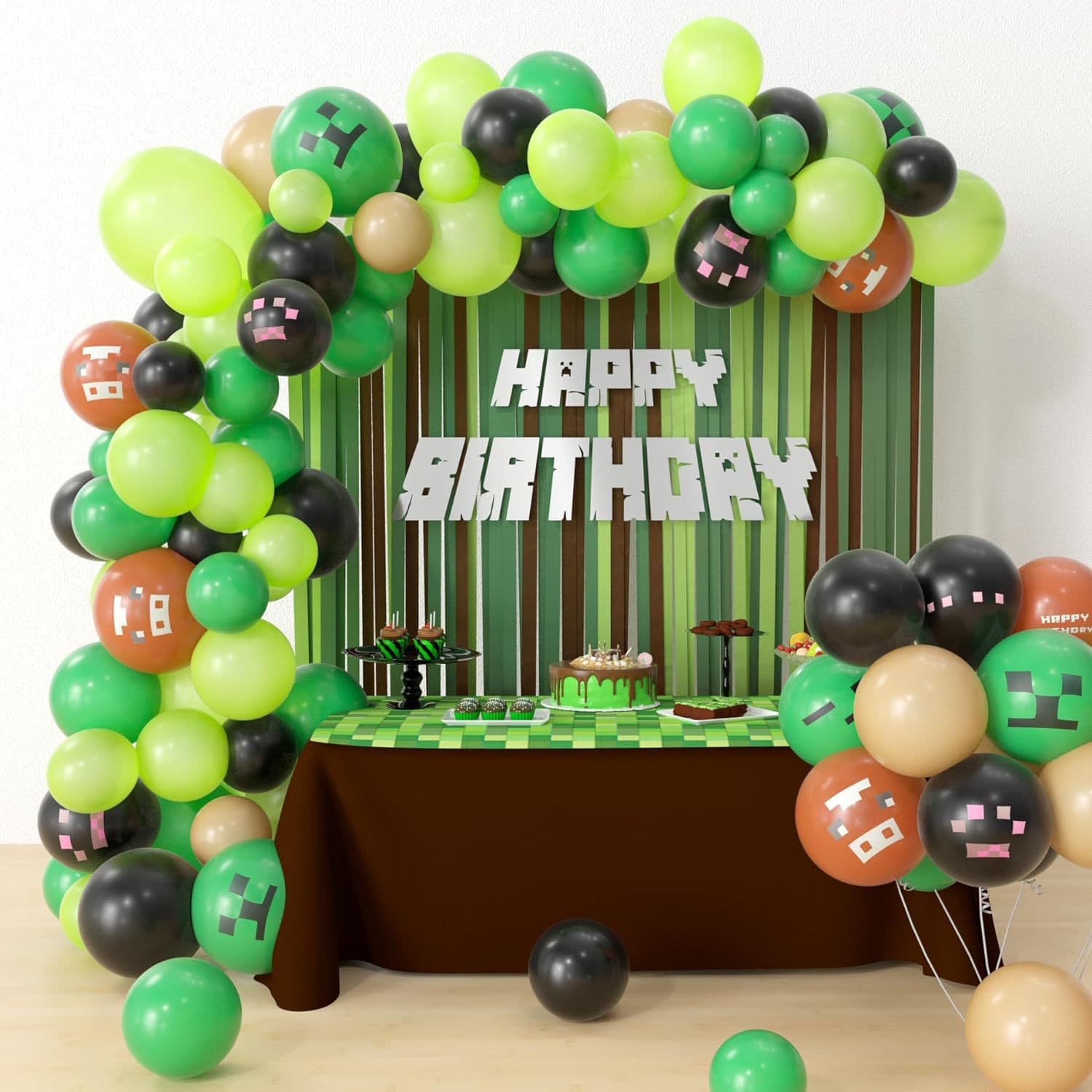 119pcs Cross-border Minecraft Game Theme Miner Crafting Kids Birthday Balloon Set