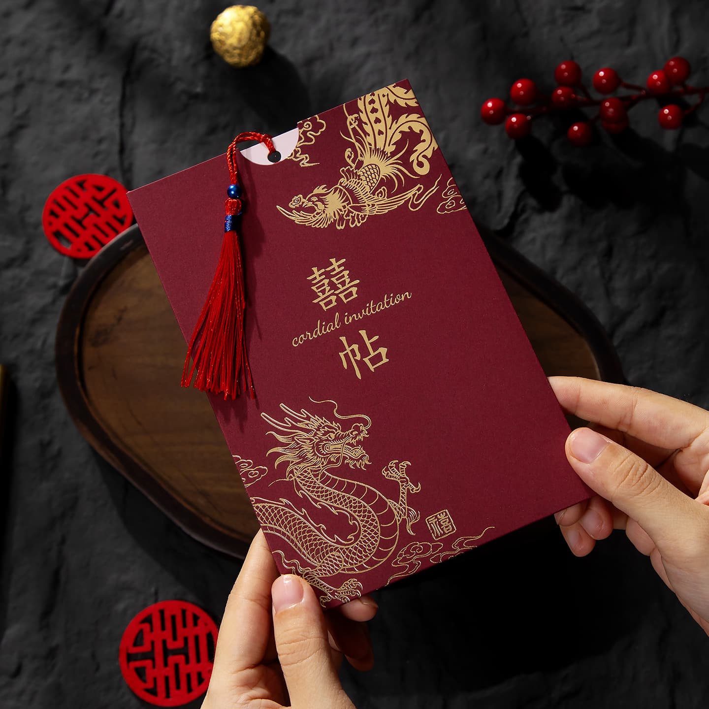Wedding Invitation New Chinese Style Wedding Chinese Su Wine Red Invitation Wedding Supplies Invitation Invitation Printable