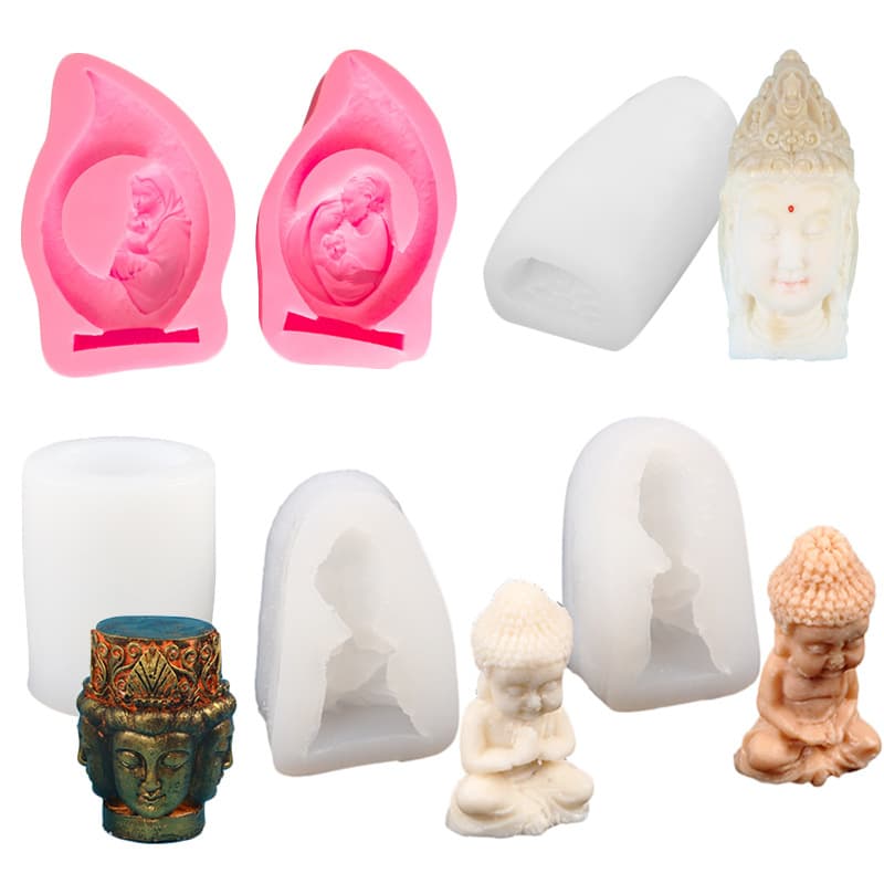 Buddha statue shaped scented candle silicone mold diy Buddha statue shaped interior decoration ornaments making silicone mold
