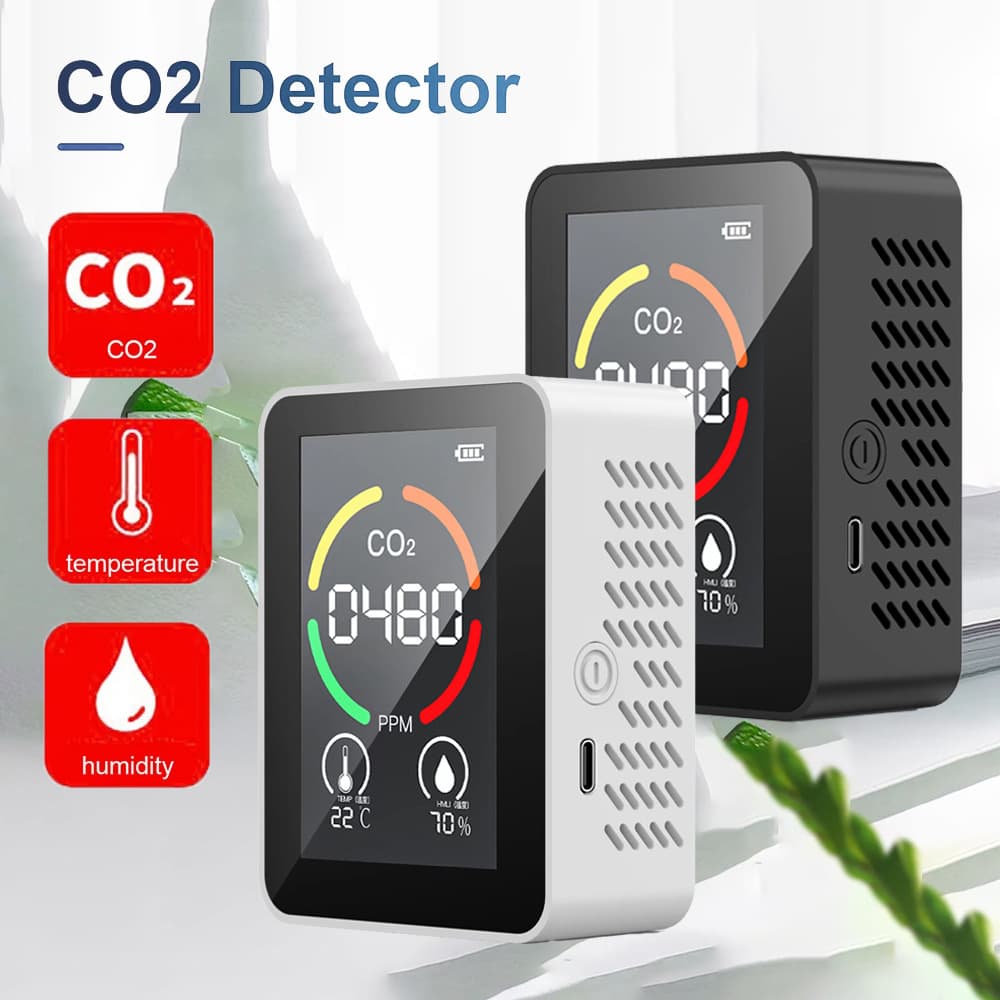 Upgraded Classic Cross-border 3-in-1 Carbon Dioxide Detector Indoor CO2 Temperature Humidity Detection 2.8-inch LCD Display