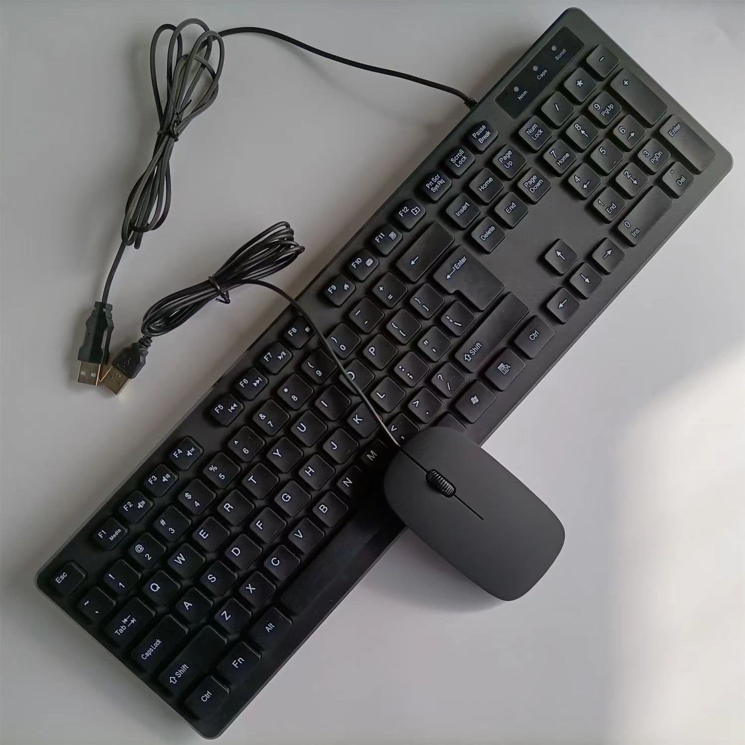 Direct Factory Wired USB Keyboard and Mouse Set, Universal Chiclet Style, Ready Stock, Customizable for Wholesale