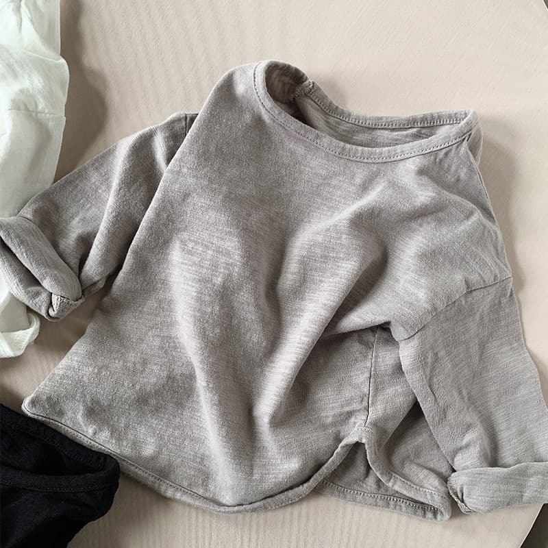 Slub Cotton Long Sleeve T-Shirt 2026 Spring Autumn New Versatile Korean Pure Cotton Base Layer Boys Girls Baby Top