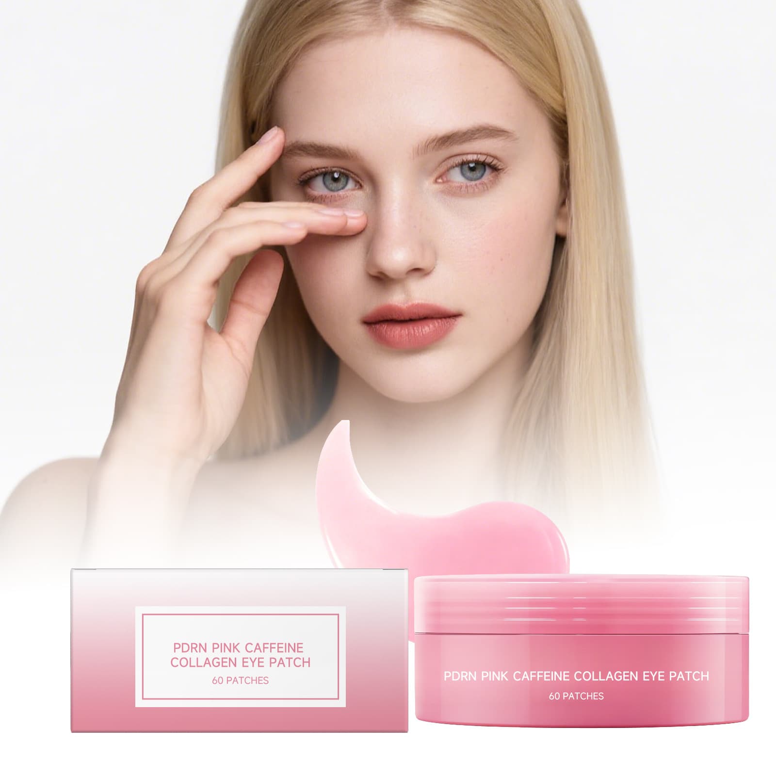 Pink Collagen Eye Mask, Gentle and Hydrating, Cares for the Skin, Locks in Moisture, Improves the Elasticity of the Eye Area, Moisturizes Without Being Sticky